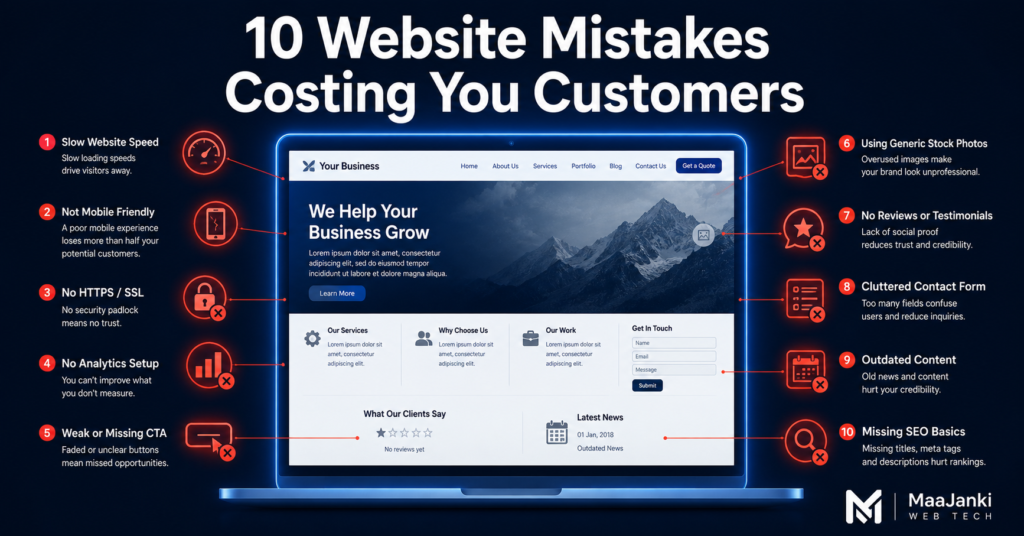business website losing customers - 10 signs and fixes - MaaJanki Web Tech