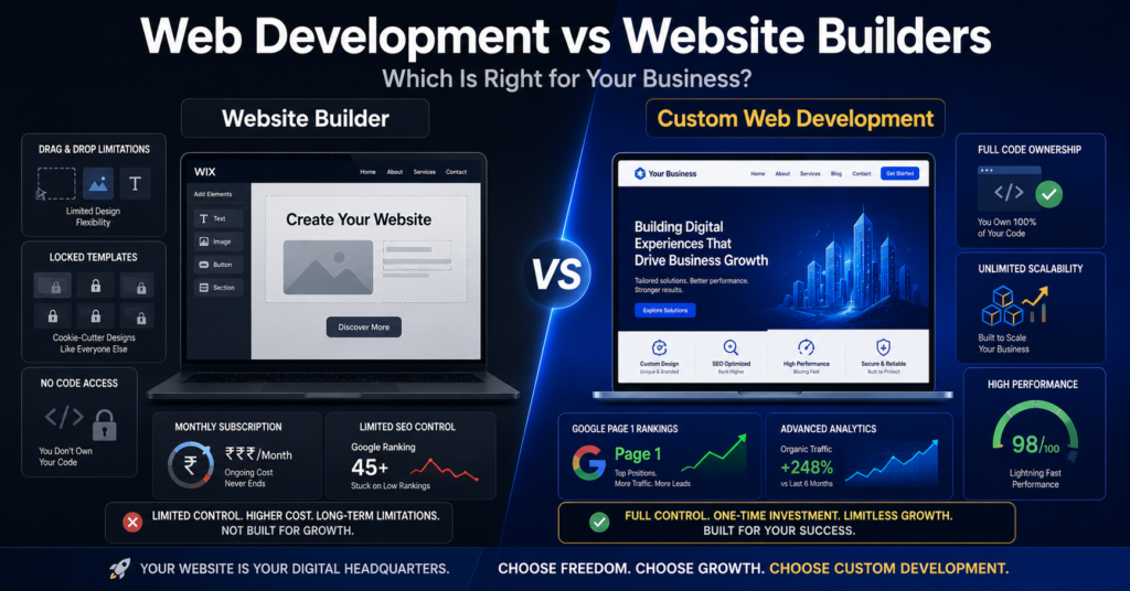 web development vs website builders